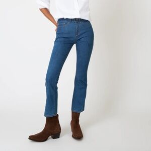 ANN MASHBURN Flare Cropped 5-Pocket Jean Medium Wash Stretch Denim sz 30